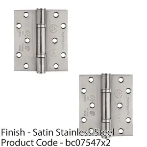 2 PACK - PAIR Grade 13 Heavy Duty Thrust Bearing Hinge - 100 x 89mm Satin Stainless Steel