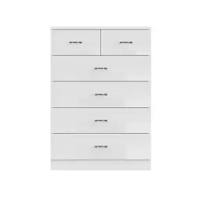 White Gloss 6 Drawer 4+2 Chest Of Drawers Bedroom Furniture