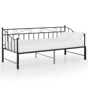 Berkfield Pull-out Sofa Bed Frame Black Metal 90x200 cm