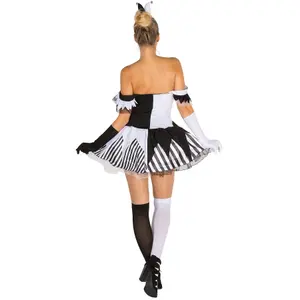 Women's Black-White Skeleton Costume - white S