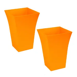 simpa 2PC Orange Large Milano Plastic Planters.