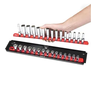 Ernst 8492 1/4" Socket Boss Storage Organiser Rail 2-Rail Twist Lock 13" Red