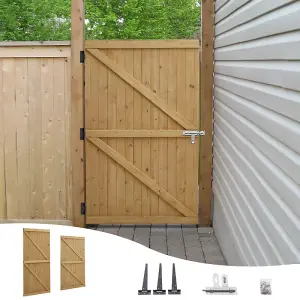 Garden Gate Pine Wood Outdoor Side Opening Gate H 183 cm