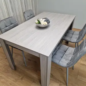 Dining Table and 4 Chairs  Grey 4  Grey Velvet Chairs Wood Dining Set Furniture