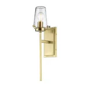 Elstead Alton 1 Light Wall Light, Brushed Brass, IP44, E27