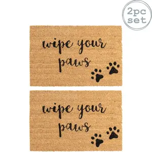 Nicola Spring - Coir Door Mats - Paws (Set of 2) 40cm W x 60cm L