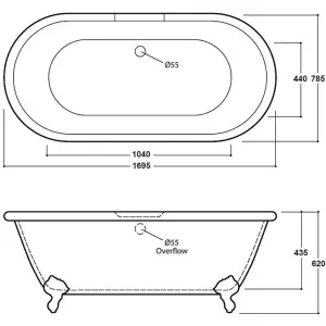 Luxury Traditional 1700mm Double Ended Bath