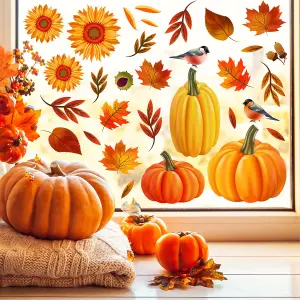 Walplus Autumn Leaves With Sunflowers Window Cling