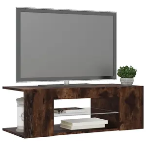 Berkfield TV Cabinet with LED Lights Smoked Oak 90x39x30 cm