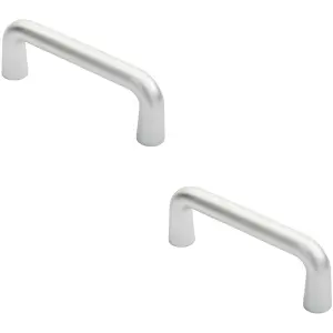 2x Rounded D Shaped Bar Handle 150 x 22mm Diameter Satin Anodised Aluminium