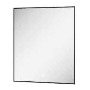 Rio Black Framed Backlit LED Bathroom Mirror with Dual Light (W)50cm (H)72cm