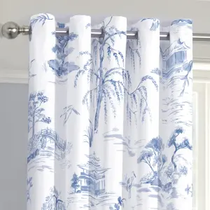 Eastern Garden Blackout Pair of Eyelet Curtains