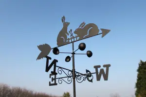 Garden Market Place Weathervane - RABBIT steel weathervane with ground spike and wall fixing.