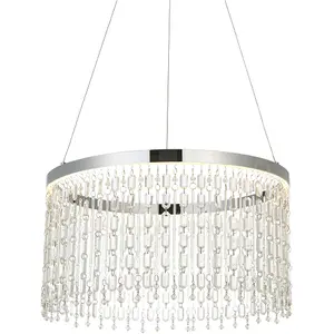 Hanging Ceiling Pendant Light - Chrome Plate & Clear Crystal Glass - 19.67W LED (Smd 2835) Warm White