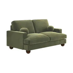 Solace+Co Addison 2 Seater Velvet Sofa - Khaki Green