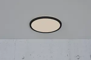 Nordlux Oja 29 IP54  3000/4000K 3-Step Bathroom Ceiling Light in Black 29.4cm Diameter