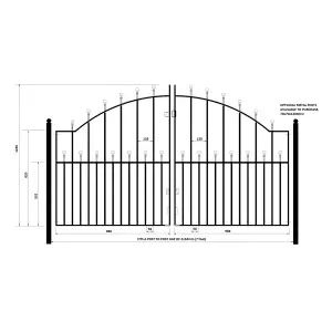 MANA Ball Top Arched Metal Driveway Gate 2134mm GAP x 1220mm High MAZP10