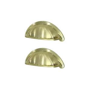 GoodHome Chervil Brass effect Kitchen cabinets Cup Pull Handle (L)9.46cm (D)24mm, Pack of 2