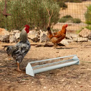 Costway Heavy-Duty Galvanized Steel Chicken Feeding Trough Metal Chicken Feeder