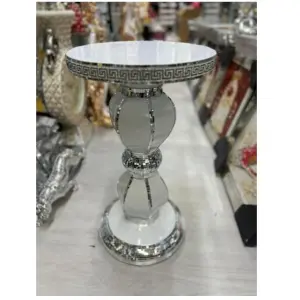 Italian End Table Mirrored Crystal Side Table Sparkly White F051