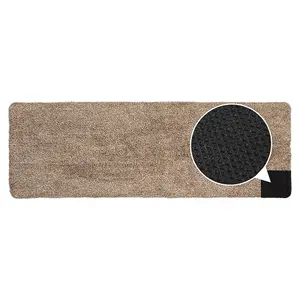 JVL Kensington Machine Washable Cotton Runner Barrier Doormat, 50x150cm, Brown