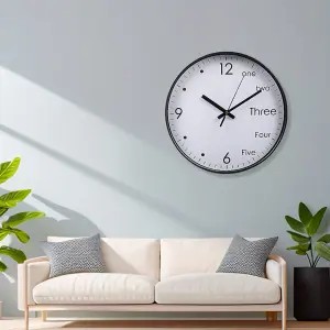 12 Inch Home Silent Plastic Round Wall Clock with Arabic Numerals