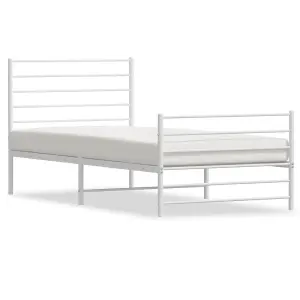 Berkfield Metal Bed Frame with Headboard and Footboard White 100x190 cm