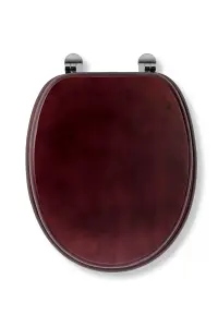 Croydex Solid Wood Mahogany Effect Toilet Seat with Chrome Hinges