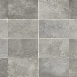 Grey Modern Tile Effect Anti-Slip Vinyl Flooring for Home, Shops, Offices, 3.8mm Thick Vinyl Sheet-3m(9'9") X 3m(9'9")-9m²