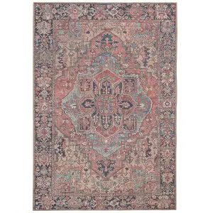 Distressed Red Multicolour Persian Style Washable Non Slip Rug 240x330cm