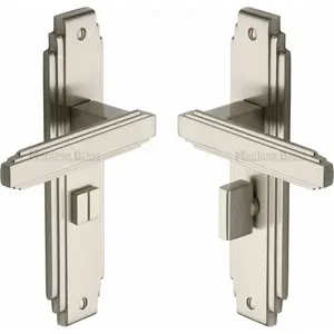 Heritage Door Handle for Bathroom Astoria Design Satin Nickel