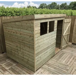 7 x 6 Garden Shed Pressure Treated T&G PENT Wooden Garden Shed - 2 Windows + Single Door (7' x 6' / 7ft x 6ft) (7x6)