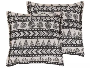 Set of 2 Cushions HENTEPE Boucle 45 x 45 cm Geometric Black