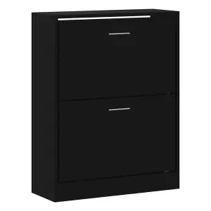 Berkfield Shoe Cabinet Black 63x24x81 cm Engineered Wood