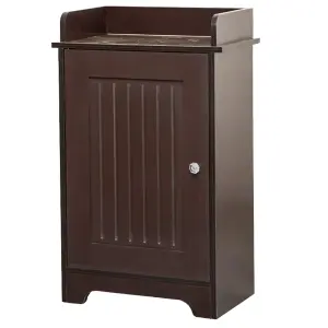 Bathroom Storage Floor Cabinet Wooden Brown Door Cupboard Shelves Organiser Unit