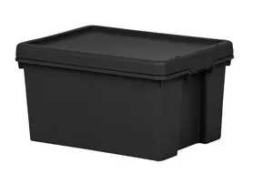 4x Black recycled plastic 16L Storage Box