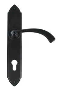 From The Anvil Black Gothic Curved Lever Espag. Lock Set