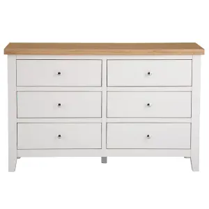 6 Drawer Chest - L130 x W42 x H82 cm - White