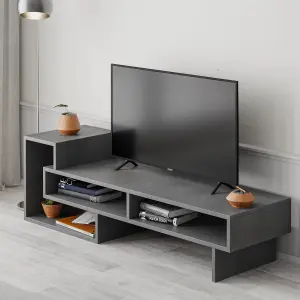 Decortie Tetra Modern TV Stand Open Shelves Retro Grey Multimedia Centre 43" TVs 136.5 cm Wide