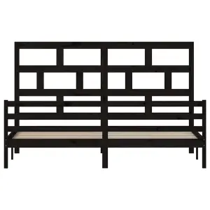 Berkfield Bed Frame Black Solid Wood Pine 200x200 cm