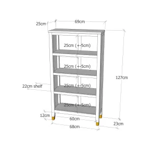 Palazzi Bookcase H127 W69 D25cm - Grey