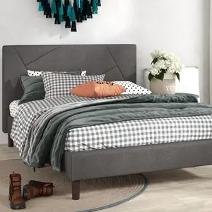 Colton Bluff Upholstered Bed Frame with Headboard Grey / Double (4'6)