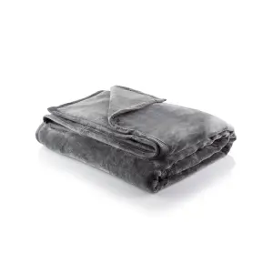 Minky Luxury Throw, Single Blanket, Grey