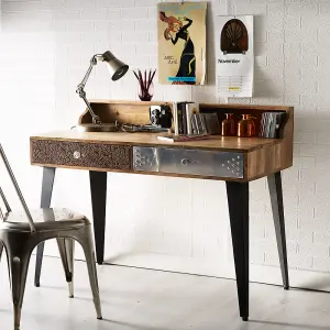 Amish Reclaimed Wood 2 Drawers Desk