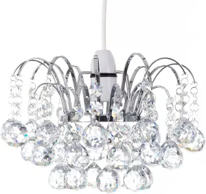 K9 Crystal Faceted Oriel Pendant Ceiling Light Shade/ Lamp Shade Chrome Finish