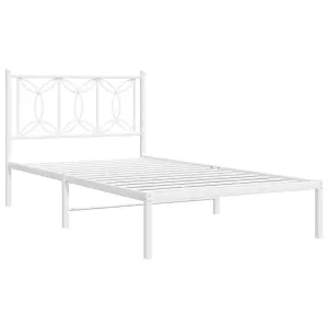 Berkfield Metal Bed Frame without Mattress with Headboard White 100x190cm