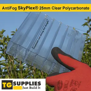 High Impact AntiFog 25mm Clear Polycarbonate Roofing Sheet SkyGlaze - UV Protected Panel - 850x2500mm