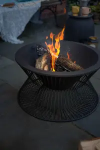 La Hacienda Milan - Outdoor Fireplace - Durable Black Steel - Garden Fire Pit - 60cm x 33cm