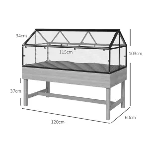 Outsunny Raised Garden Bed with Polycarbonate Panel, , Distressed Grey