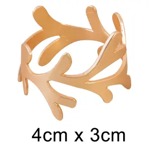 Set Of 6 Matte Gold Branch Napkin Rings Buckle Dinner Party Xmas Festive Serviette Holder